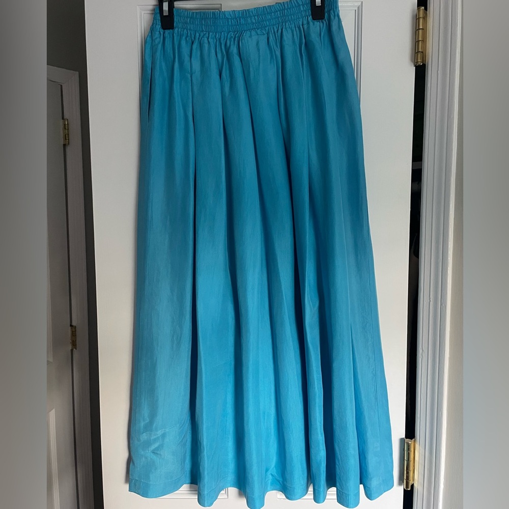 Rafaella Blue A-Line Maxi Silk Skirt for Night Out